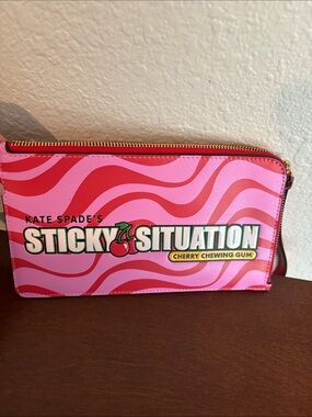 kate spade pink & red 'Sticky Situation' Cherry Zip Pouch